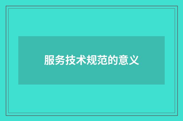 服务技术规范的意义