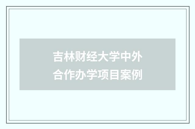 吉林财经大学中外合作办学项目案例