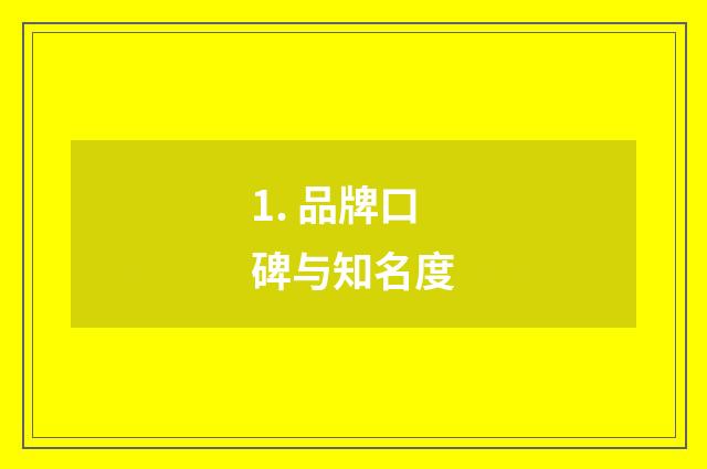 1. 品牌口碑与知名度