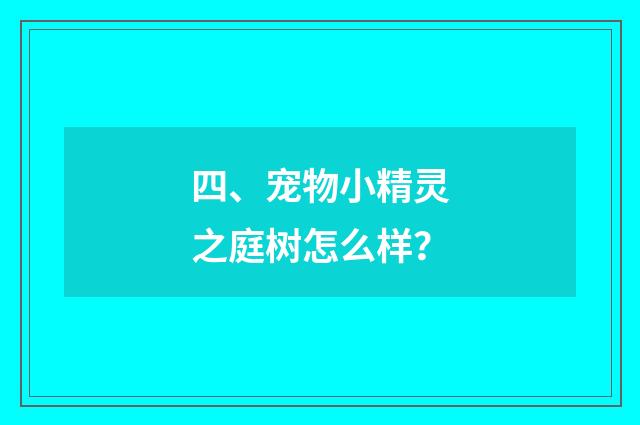 四、宠物小精灵之庭树怎么样?