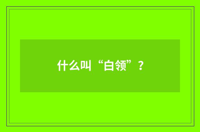 什么叫“白领”?