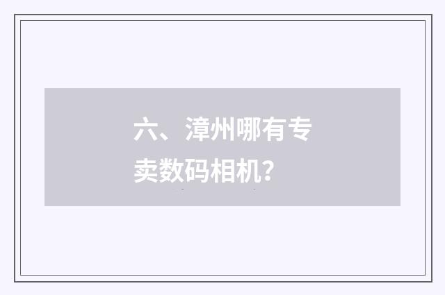 六、漳州哪有专卖数码相机？