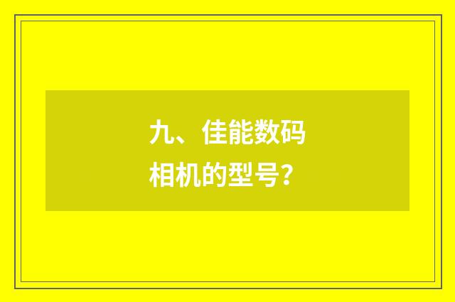 九、佳能数码相机的型号？