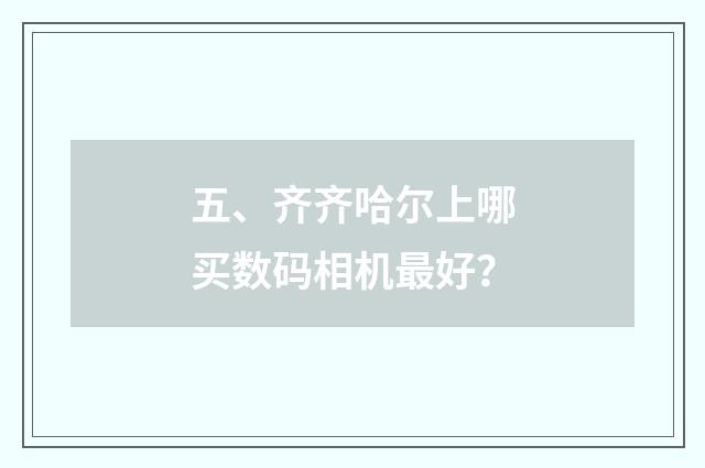 五、齐齐哈尔上哪买数码相机最好？