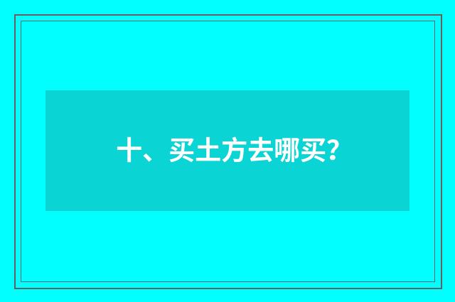 十、买土方去哪买?