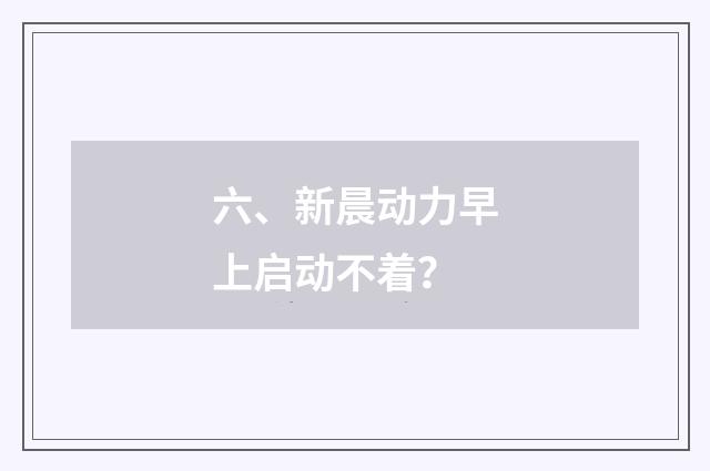 六、新晨动力早上启动不着?