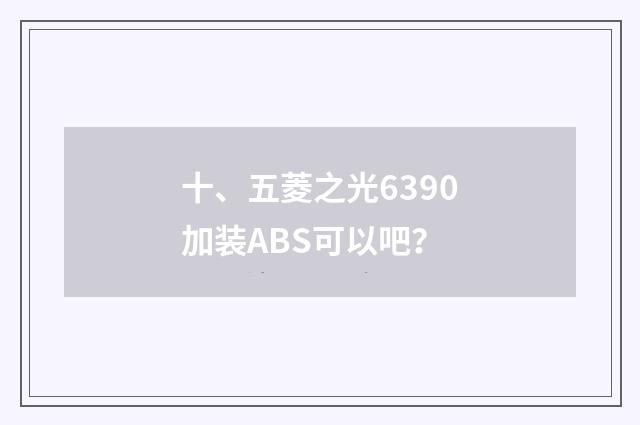 十、五菱之光6390加装ABS可以吧？