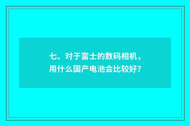 七、对于富士的数码相机,用什么国产电池会比较好?