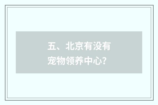五、北京有没有宠物领养中心？