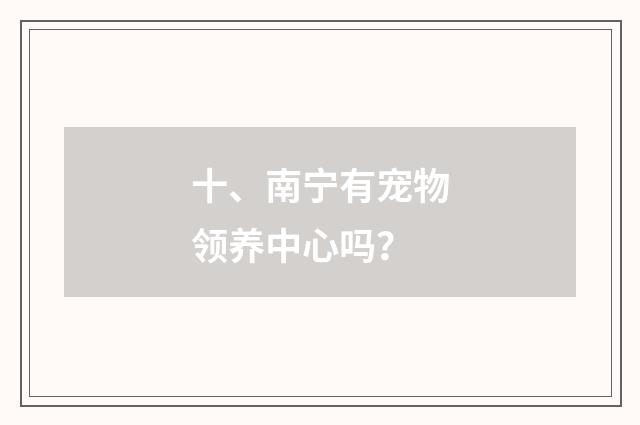 十、南宁有宠物领养中心吗?