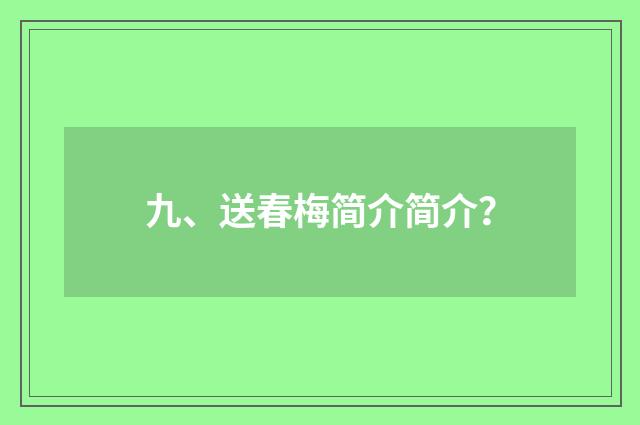 九、送春梅简介简介？