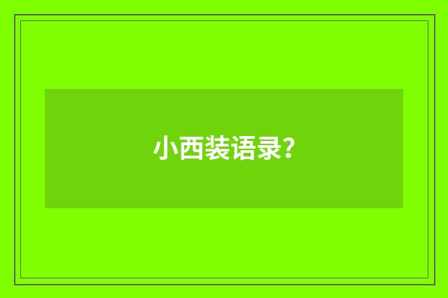 小西装语录?