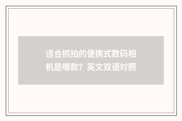 适合抓拍的便携式数码相机是哪款?英文双语对照