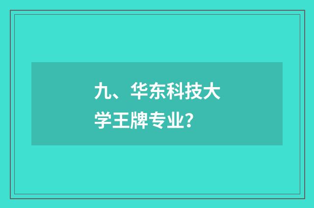 九、华东科技大学王牌专业？