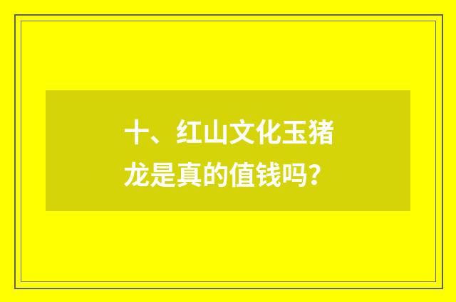 十、红山文化玉猪龙是真的值钱吗？