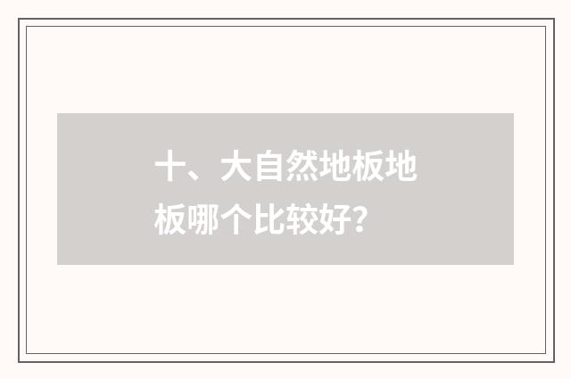 十、大自然地板地板哪个比较好?