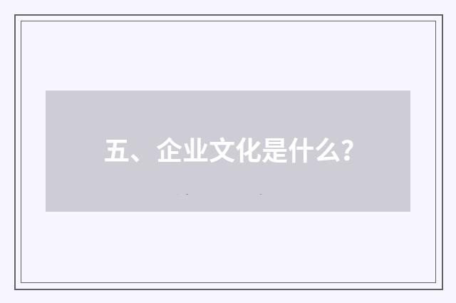 五、企业文化是什么?