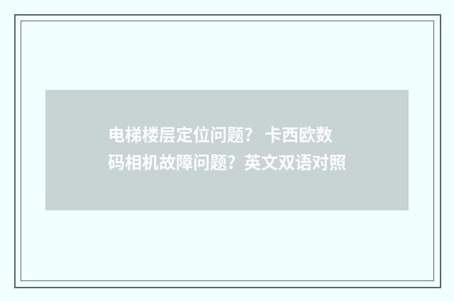 电梯楼层定位问题? 卡西欧数码相机故障问题?英文双语对照