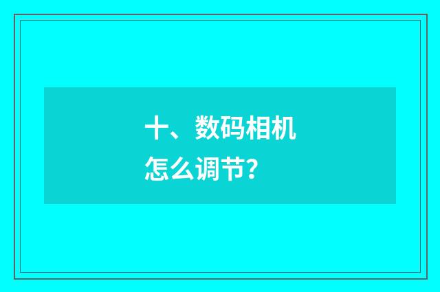 十、数码相机怎么调节？