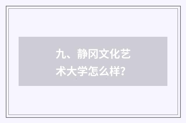九、静冈文化艺术大学怎么样？