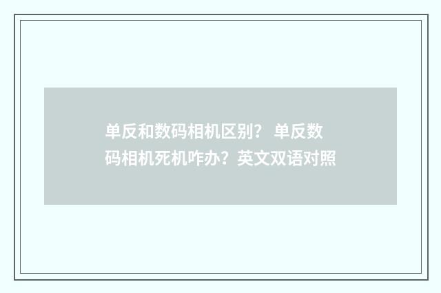单反和数码相机区别? 单反数码相机死机咋办?英文双语对照