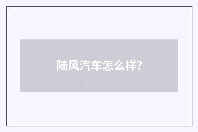 陆风汽车怎么样？