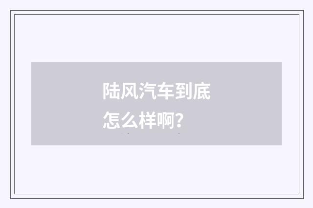陆风汽车到底怎么样啊?
