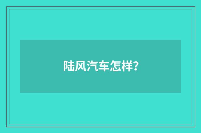 陆风汽车怎样?
