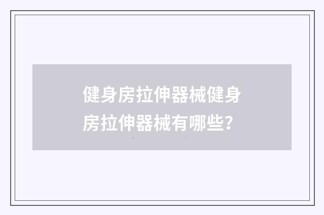 健身房拉伸器械健身房拉伸器械有哪些?