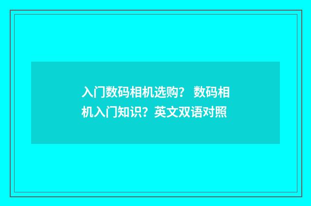 入门数码相机选购？ 数码相机入门知识？英文双语对照