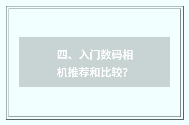 四、入门数码相机推荐和比较?