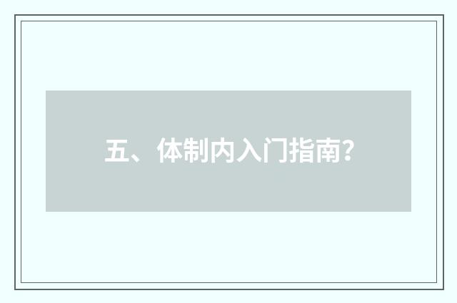 五、体制内入门指南?