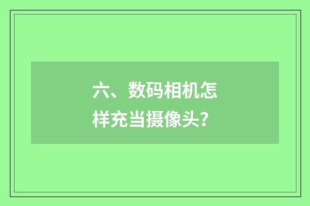 六、数码相机怎样充当摄像头?