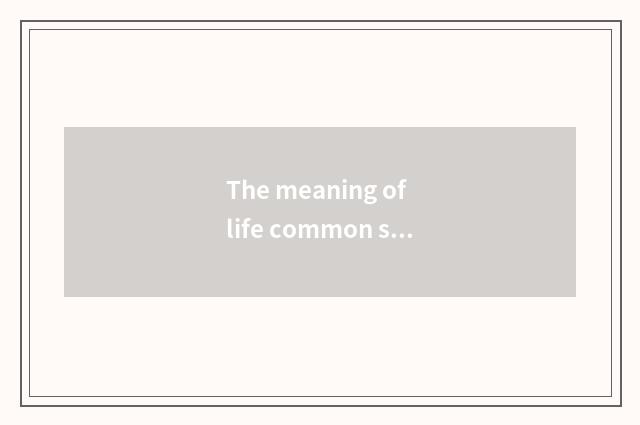 The meaning of life common sense?