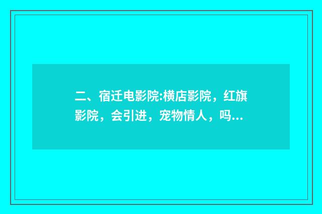 二、宿迁电影院:横店影院,红旗影院,会引进,宠物情人,吗?