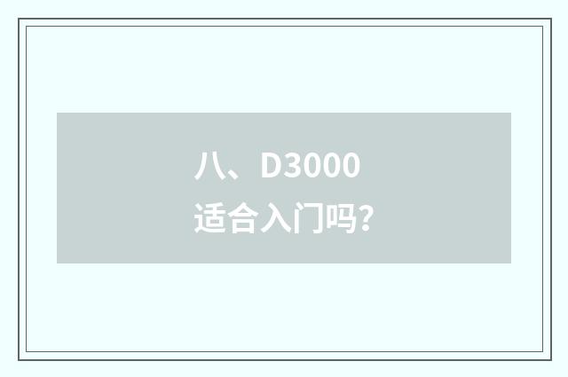 八、D3000适合入门吗?