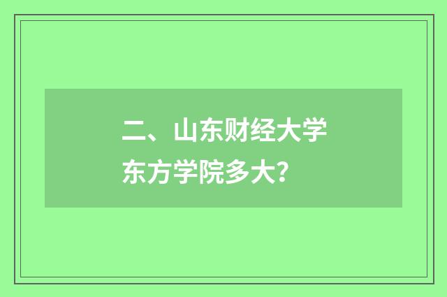 二、山东财经大学东方学院多大?