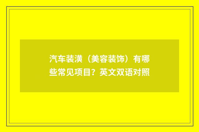 汽车装潢(美容装饰)有哪些常见项目?英文双语对照