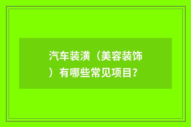 汽车装潢（美容装饰）有哪些常见项目？