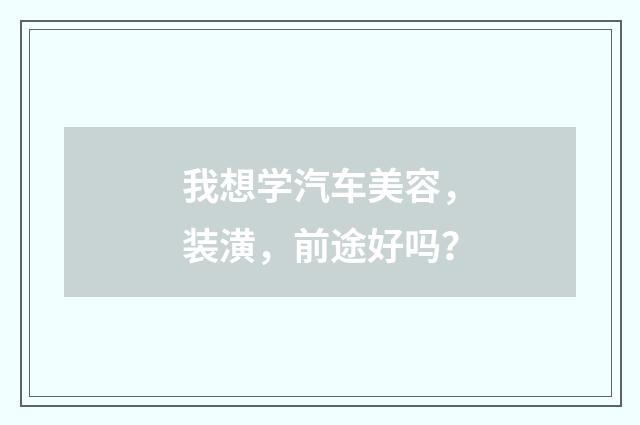 我想学汽车美容,装潢,前途好吗?