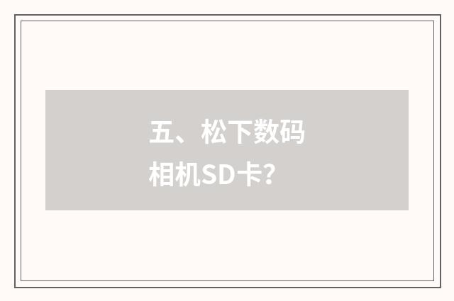 五、松下数码相机SD卡?