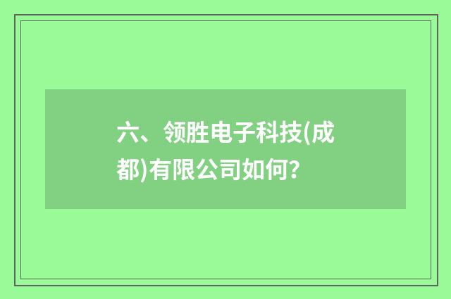 六、领胜电子科技(成都)有限公司如何?