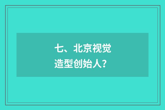 七、北京视觉造型创始人？