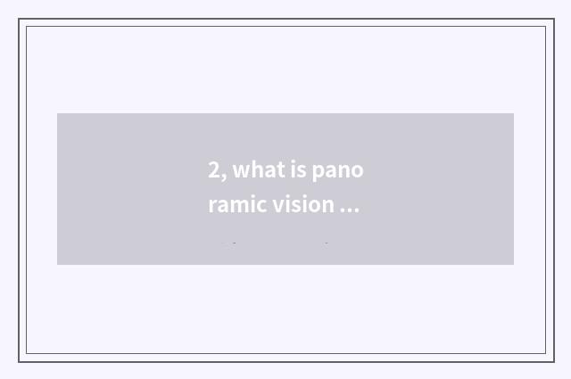 2, what is panoramic vision technology?