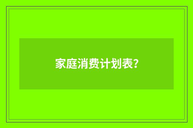 家庭消费计划表？