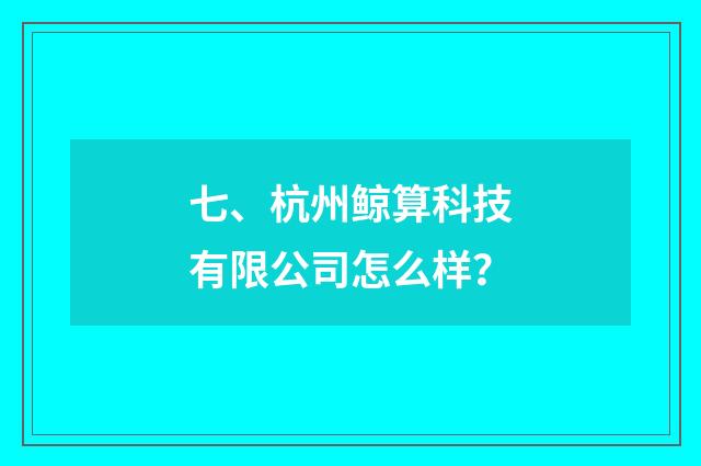 七、杭州鲸算科技有限公司怎么样？