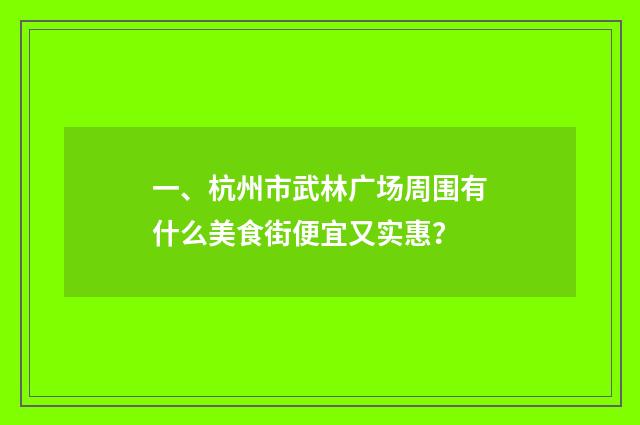 一、杭州市武林广场周围有什么美食街便宜又实惠？