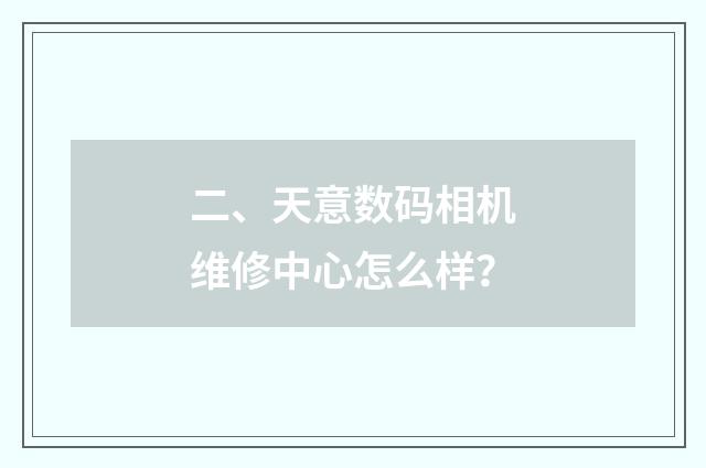 二、天意数码相机维修中心怎么样?