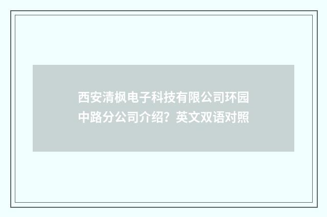 西安清枫电子科技有限公司环园中路分公司介绍?英文双语对照