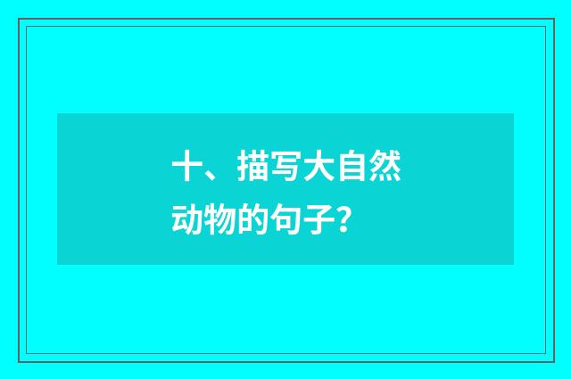 十、描写大自然动物的句子?